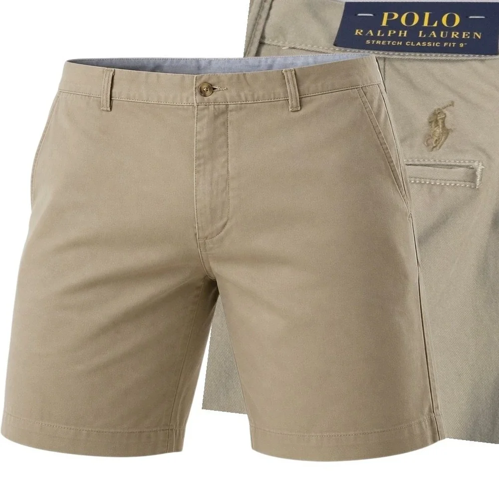 Polo Ralph Lauren Shorts Men 44 Tan Stretch Classic Fit 9 Inch Khaki Chino NWT